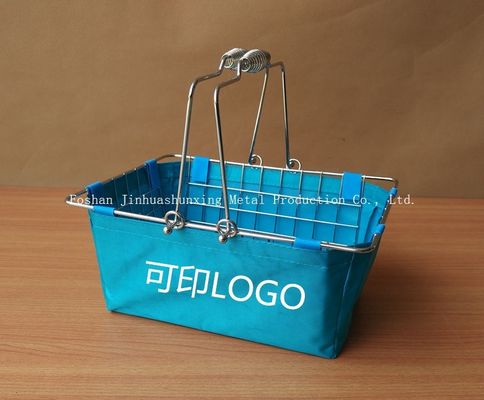 135mmの高さ285mmの現代農家のDécorの浴室のための市場式ワイヤー バスケットはハンドル、布袋によって、kicthen
