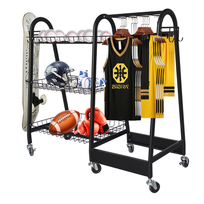 車輪が付いている15kg/層のスポーツ用品の貯蔵の棚のラグビーのボールの棚