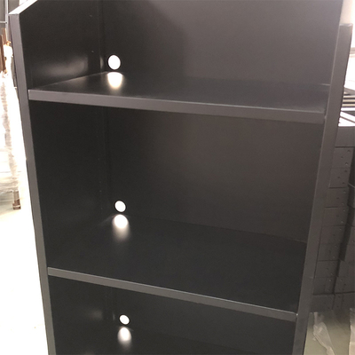 3つの層の黒い調理用コンロのスーパーマーケットのアルミニウム可動書だなを陳列だな